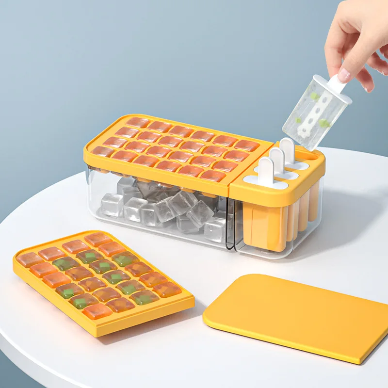 

24 емкости, форма для изготовления кубиков льда, для самостоятельного изготовления мороженого, безопасные лотки для кубиков льда с крышкой