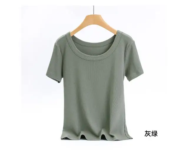 

Однотонная Базовая женская футболка с коротким рукавом, Повседневная цветная