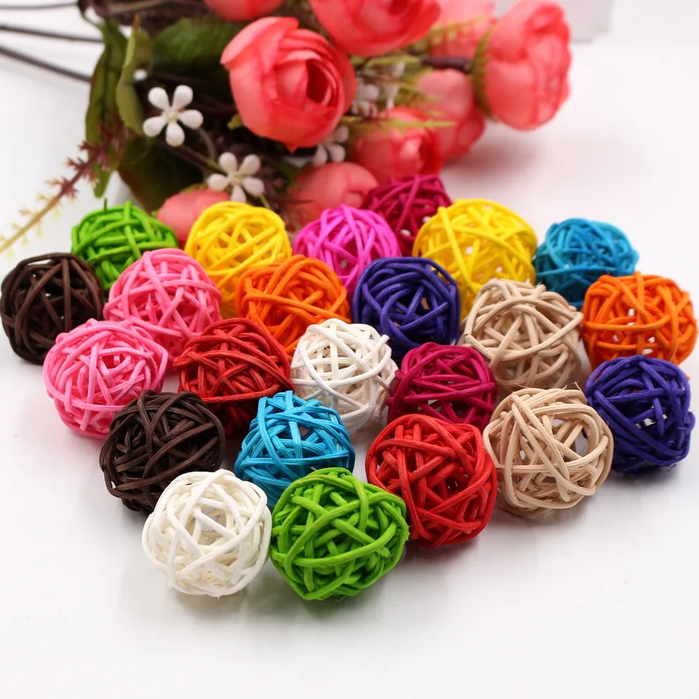 

10pcs Rould Rattan Ball 3.5cm DIY Flashing light hanging Decortive art supply Garden home Tree Craft deco for Christmas new year