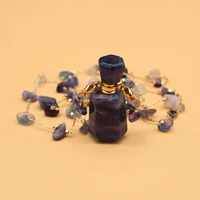 17x38x13mm purple fluorite perfume bottle pendant necklace natural stone craft jewelry makingdiy accessorie gift party decor80cm