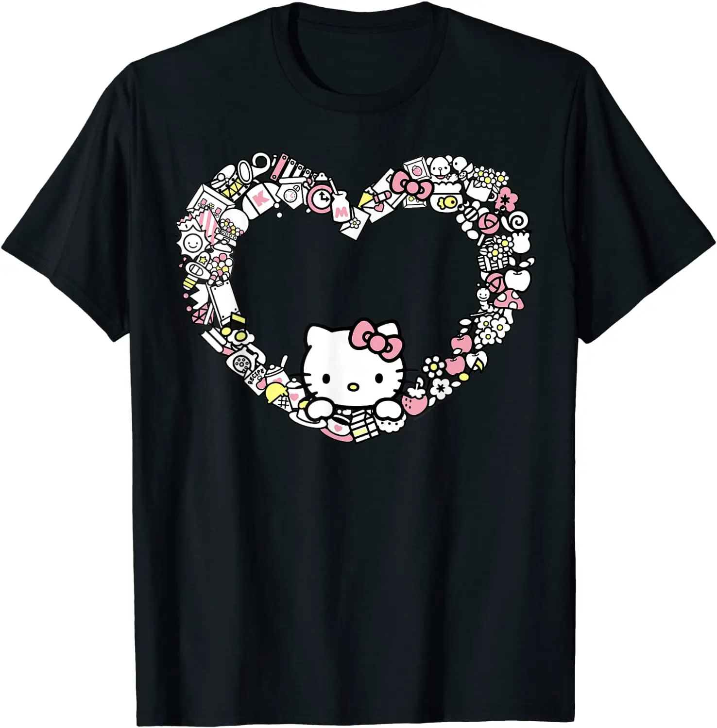 

Hello Kitty Summer Loose Short Sleeved Top Cartoon T-shirt Vintage Printed Young Women's Couple Dress Clothing Women