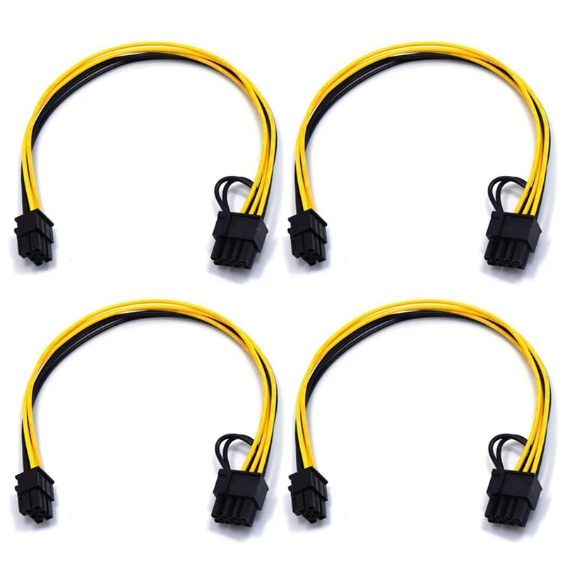 

4Pcs 6Pin Male to 8 Pin (6+2) Male PCIe Adapter Power Cable PCI Express Extension Cable for Graphics Video Card 50cm