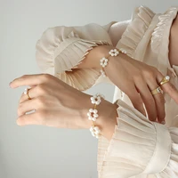 baroque freshwater pearl bracelet flower shape titanium steel gold plated fashion personality bracelet for women trendy jewelry