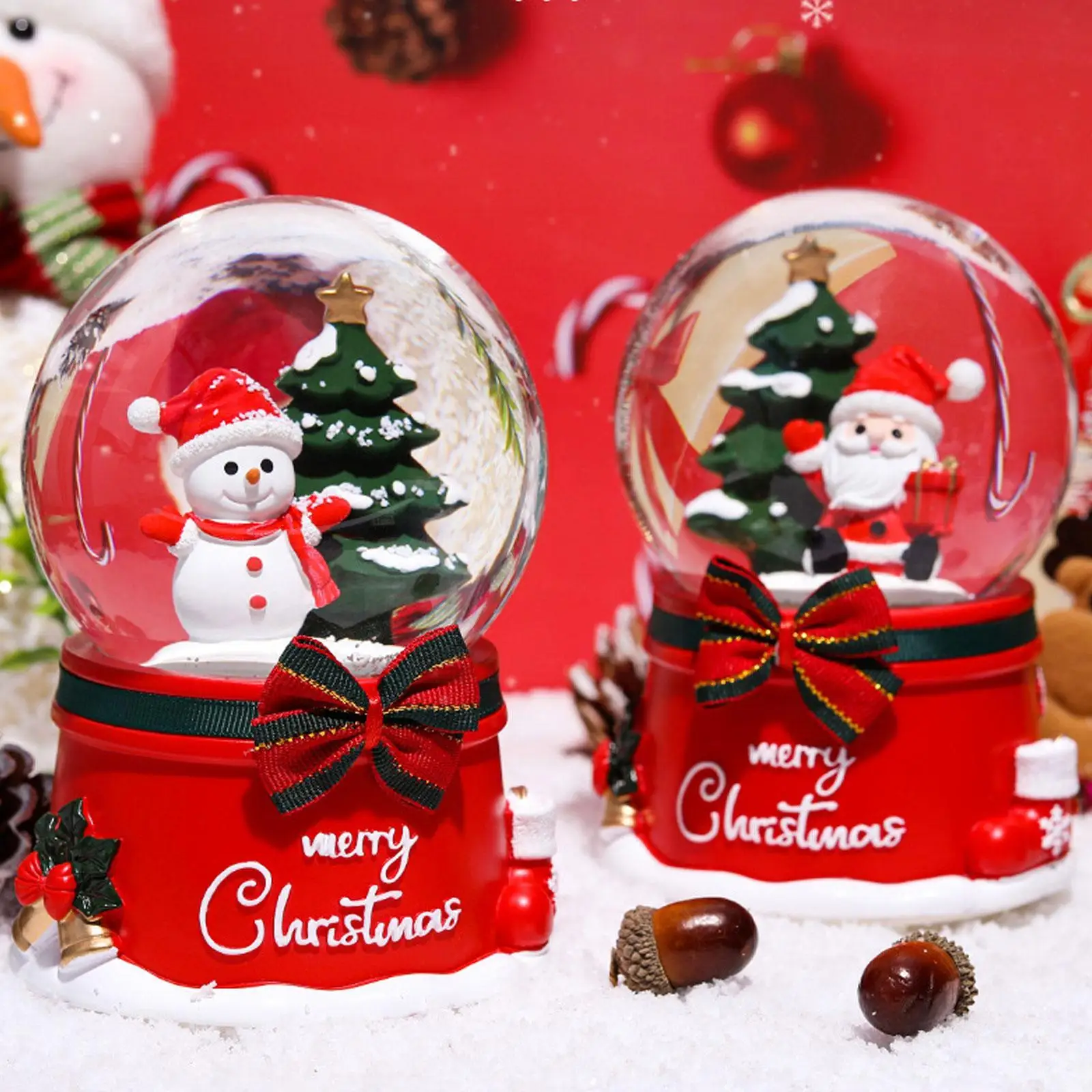 

1 шт. плавающая Снежинка вращающийся Санта-Клаус хрустальный шар подарок Рождественский орнамент коробка музыкальная карусель подарок на день рождения G1K6