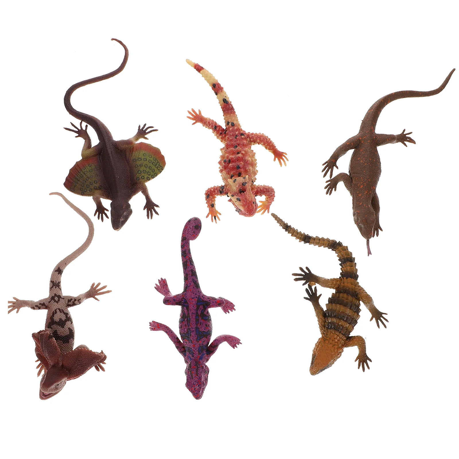 

6 Pcs Lizard Model Toy TPR Prop Statues Desktop Decoration Tabletop Fake Artificial Animal Plaything