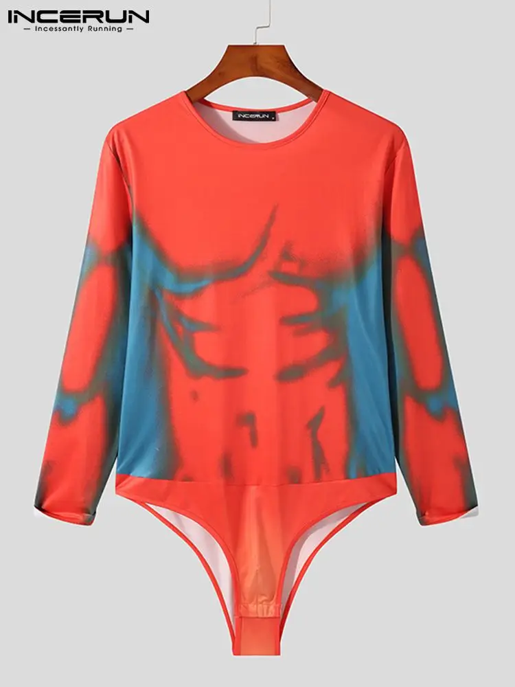 INCERUN Fashion New Men's Hot Sale Onesies Long Sleeve Comeforable Rompers Male Sexy Casual Breathable Mesh Bodysuits S-5XL 2023