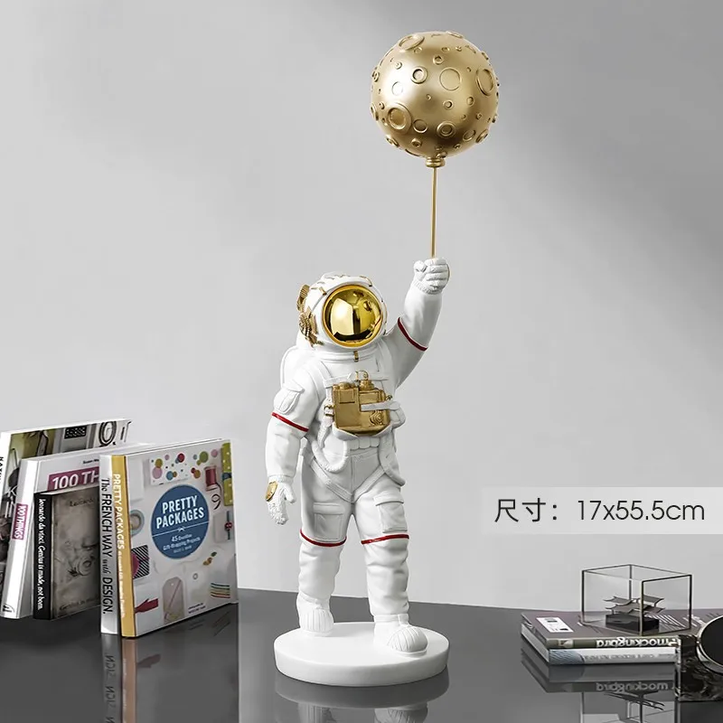 

1pc Resin Spaceman Sculpture Lifting Ball Astronaut Ornaments Living Room Home Office Desktop Decorations Creative Gift Cool Toy