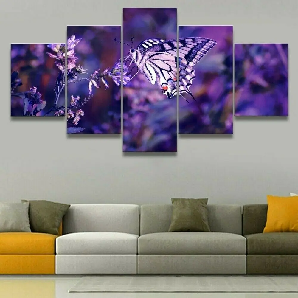 

Настенный постер на холсте с изображением фиолетовых бабочек диких природных пейзажей, 5 шт.