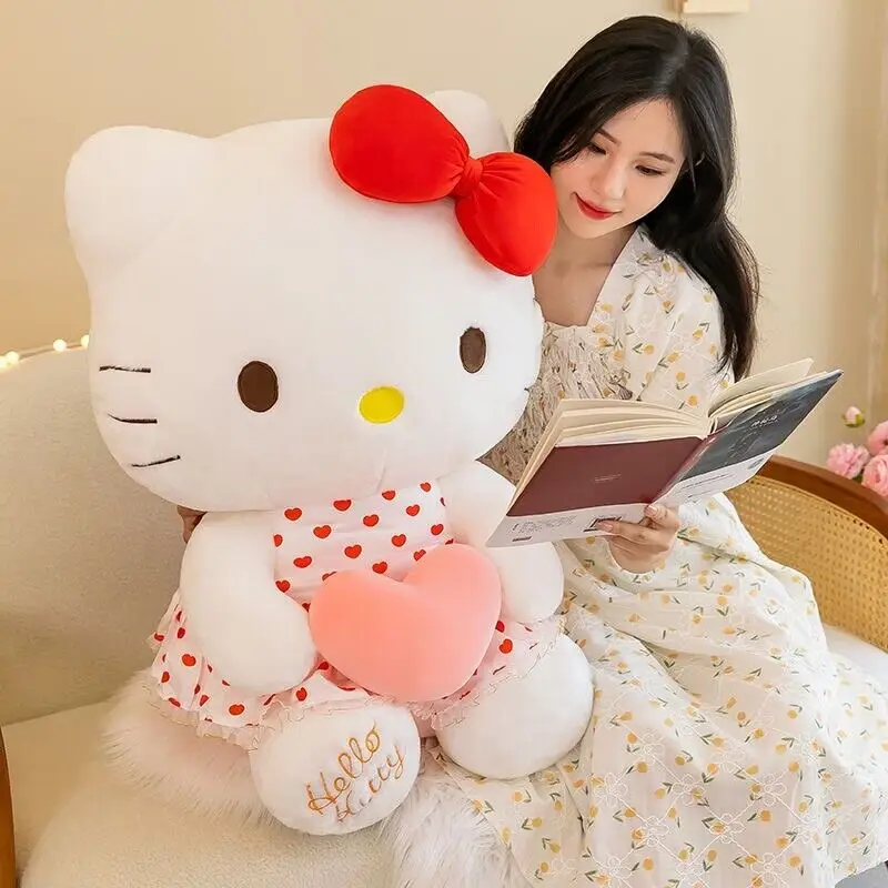 

Большой размер, искусственное плюшевое милое сердце, кошка, плюшевая кукла Hello Kitty, мягкая игрушка, розовое искусственное сердце, рождественский подарок для детей