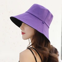 10pcs women large brim reversible bucket hats rollable outdoor climbing summer beach fisherman sun cap