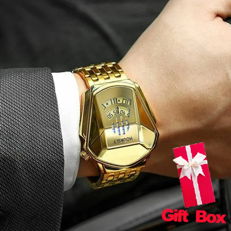 Мужские наручные часы золотые элитные брендовые лучшие модные кварцевые с