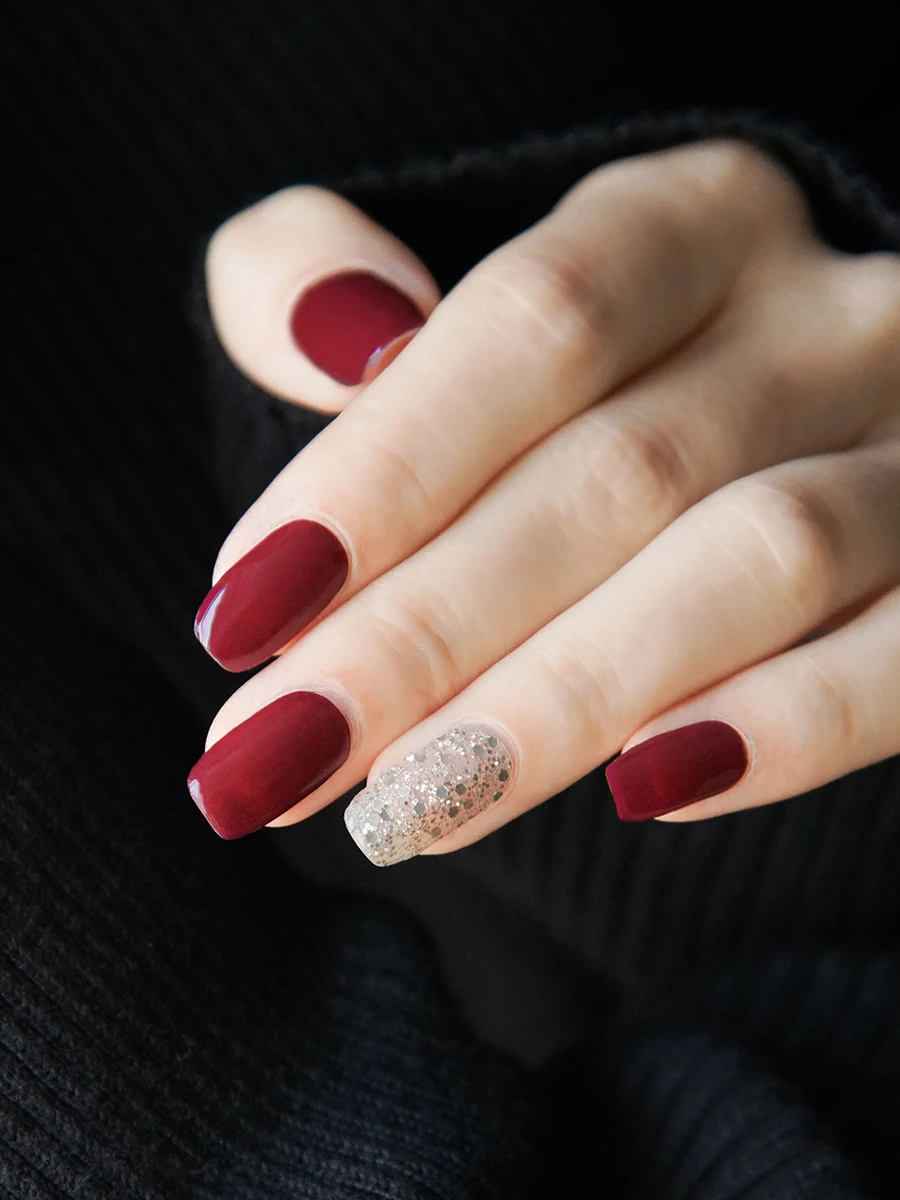 

nail sticker cherry red New Year women's waterproof long-lasting Internet celebrity 3D nail sticker full sticker