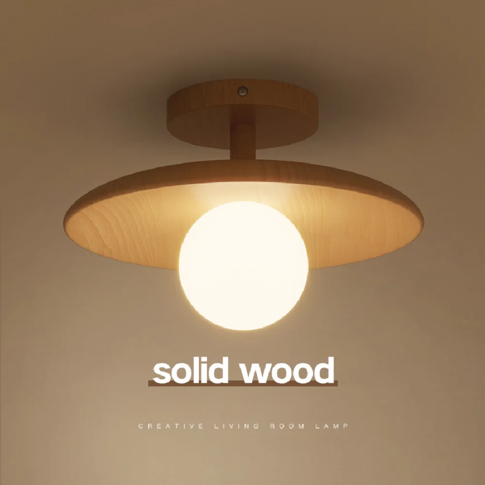 

Simple personality Nordic log wind ceiling lamp aisle lamp balcony lamp corridor porch lamp wooden Japanese lamps log chandelier