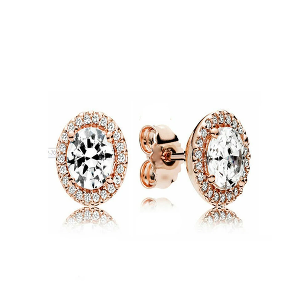 Серьги Panjia S925 Silver DIY Zircon Square в голубом цвете, блестящие круглые серии DORA, простота характера.