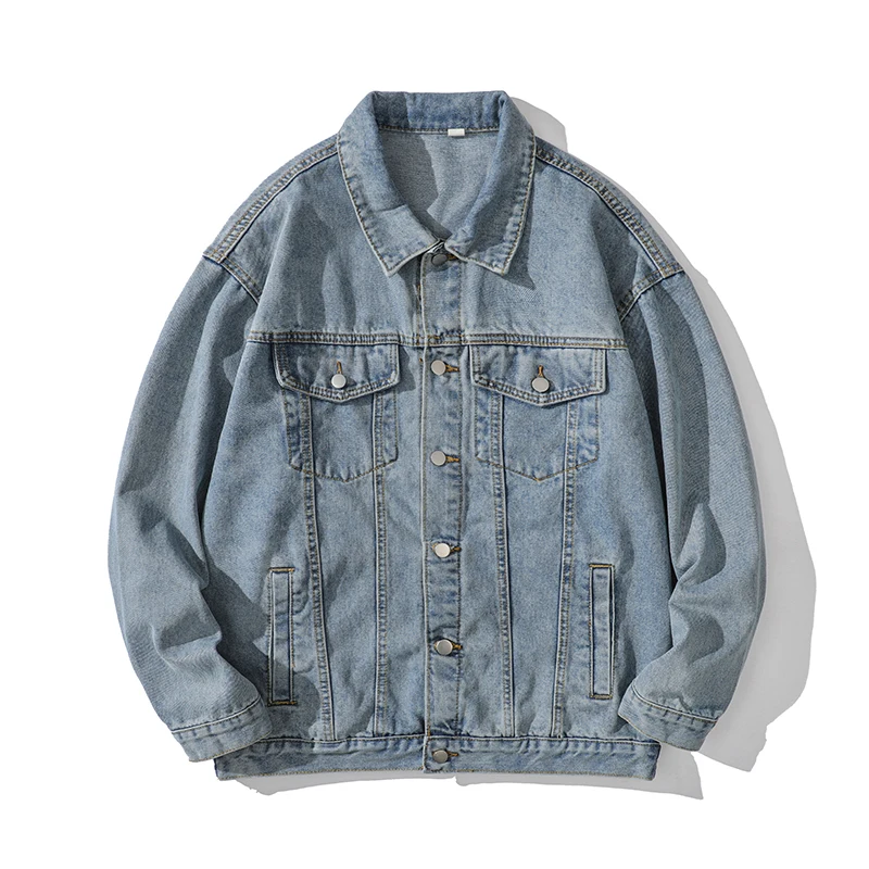 

2023 New Men's Denim Jacket Spring Autumn Vintage Loose Men Jean Jacket Lapel Couple Wear Casual Outerwear Clothing Euro Size