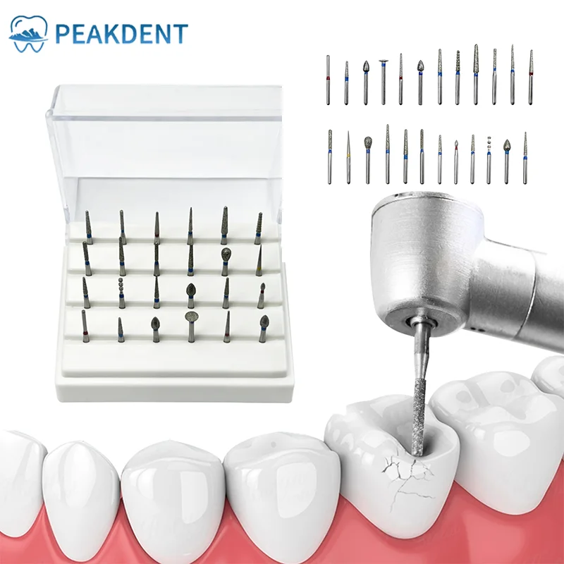 24-częściowy набор стоматологических полировальных боров с держателями для