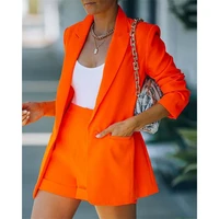 2022 summer tops shorts suits sexy temperament womens fashion casual lapel cardigan