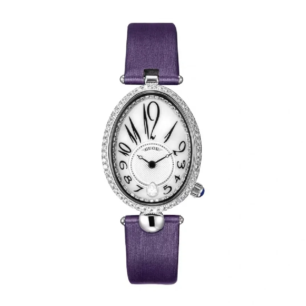 2022 Fashion Guou Top Brand Luxury Oval Dial Women Watch Elegant Rhinestone Bracelet Ladies Diamond Dress Quartz Wrist Relogio