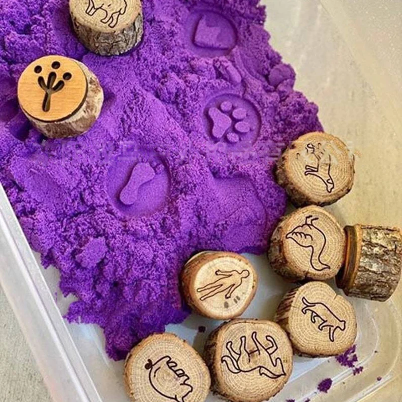 

9pcs Animal Tracks PlayDoh Stamps Mould Animal Footprints Engrave Wooden Children Toys Muddy Ground Snowfield Step Print