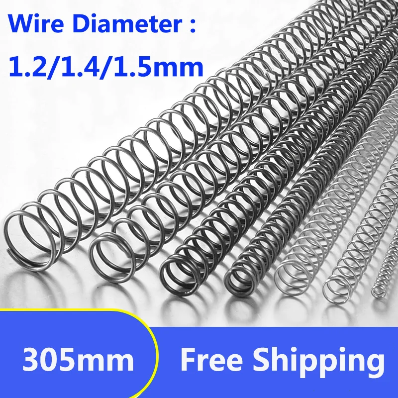 

2PCS Long Y type Compression Spring Black 65 Manganese Steel Pressure Spring Wire Diameter 1.2/1.4/1.5 Length 305mm Lamp Switch