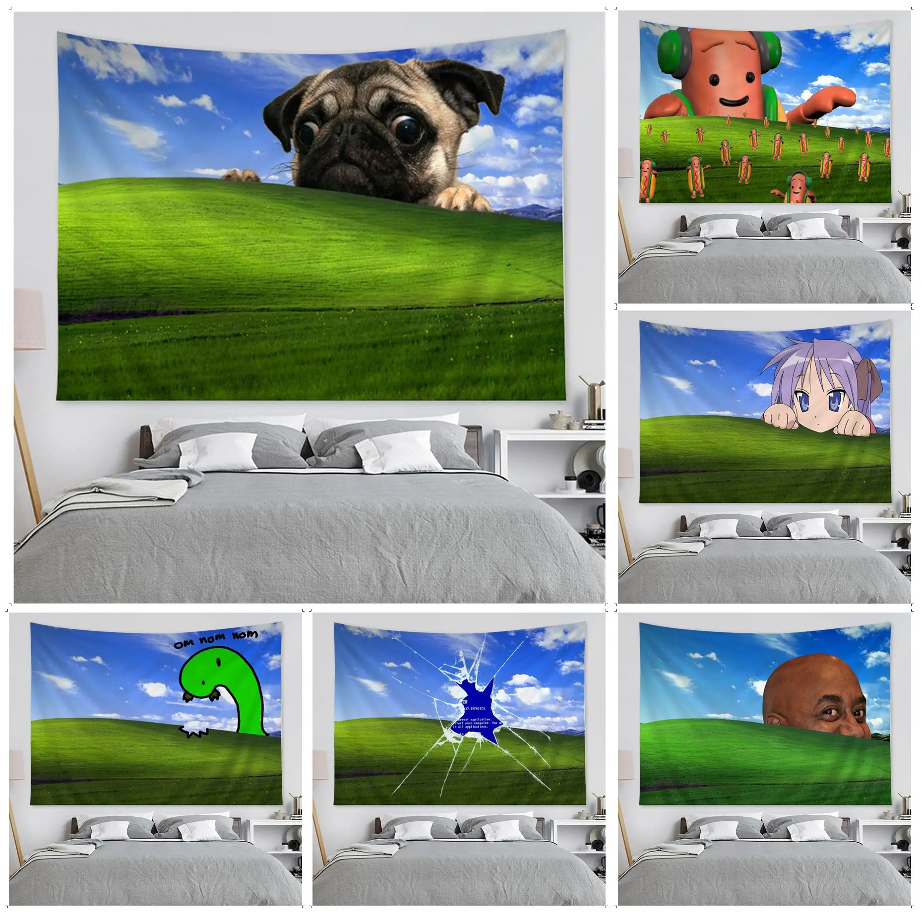 

FUNNY Grassland Windows XP Wall Tapestry Cheap Hippie Wall Hanging Bohemian Wall Tapestries Mandala Wall Hanging Home Decor