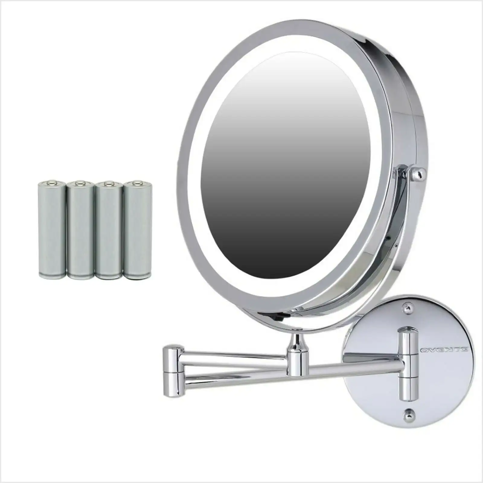 

8.5" Lighted Wall Mount Makeup Mirror, 1X & 10X Magnifier, Adjustable Double Sided Round LED, Extend, Retractable & Folding Arm,