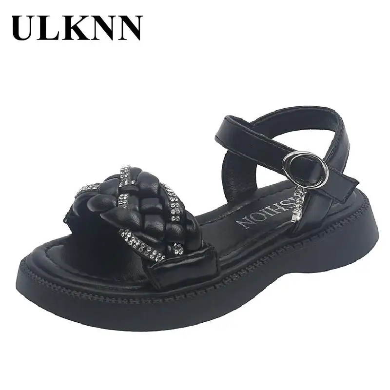 

Girls Beach Sandals Rhinestone Weave Princess Shoes Pu Non-slip Children Sandals Summer Kids Girls Party Shoes Soft Sole