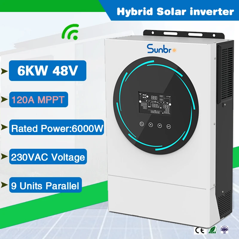 

New arrival hybrid Solar inverter ​6KW 48V Dual AC Output + 12VDC Output With ​local WiFi monitor Max 9pcs parallel