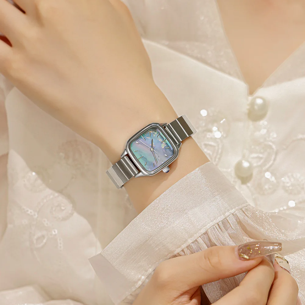 Elegant steel belt women's watch temperament simple women's quartz watch high texture luxury women's watch gift