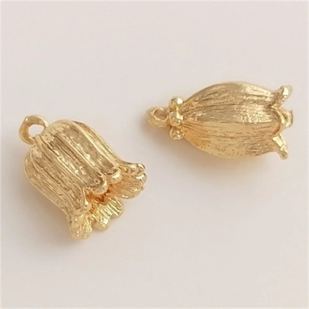 Колокольчик с кисточкой и шляпа орхидеи 14-каратное золото аксессуары для ушей