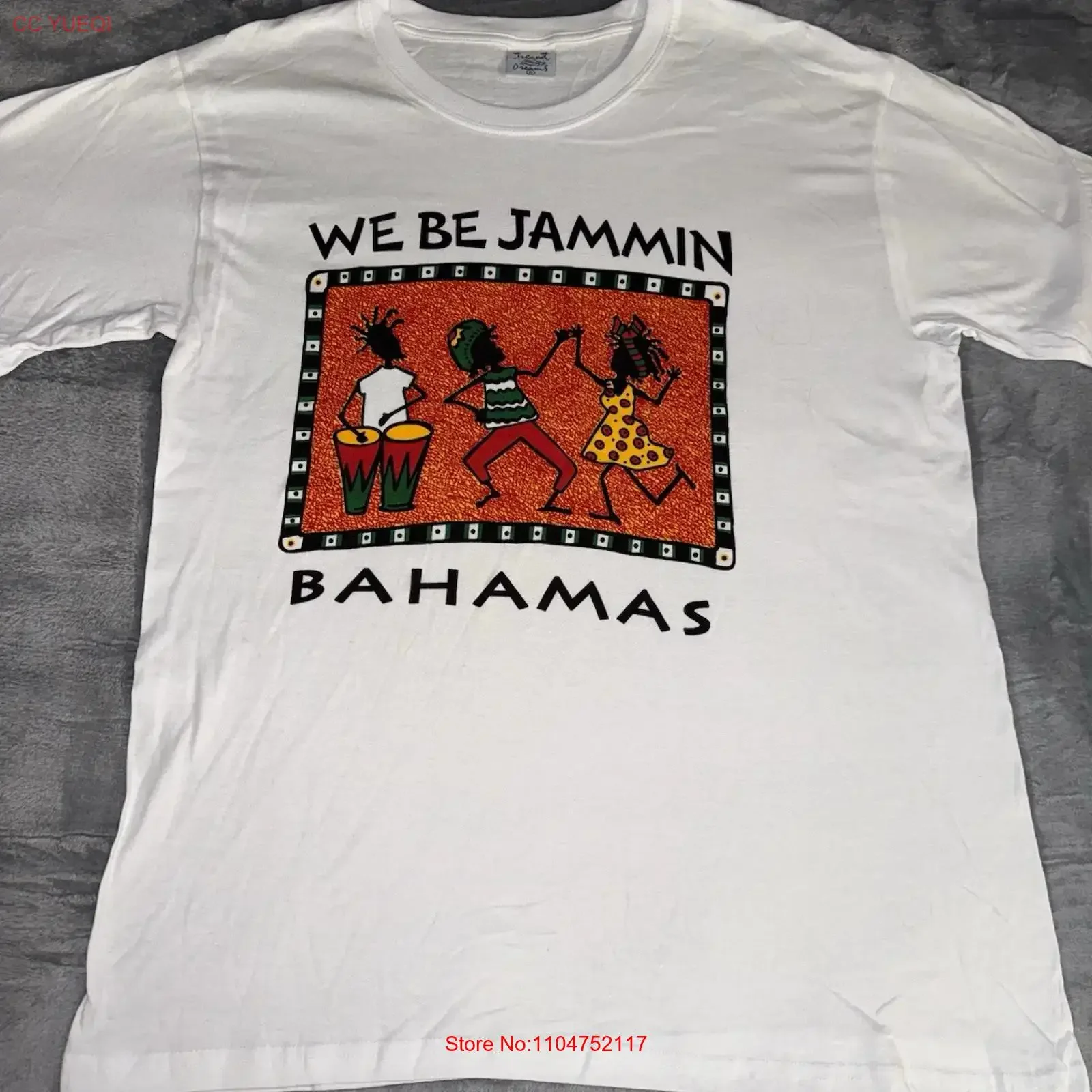 Фото Мужская футболка Bahamas Island Dreams, размер XL, белая, We Be Jammin, для пляжного отдыха, винтажная, с эффектом потертости, дышащая, мягкая, дизайнерская одежда №1
