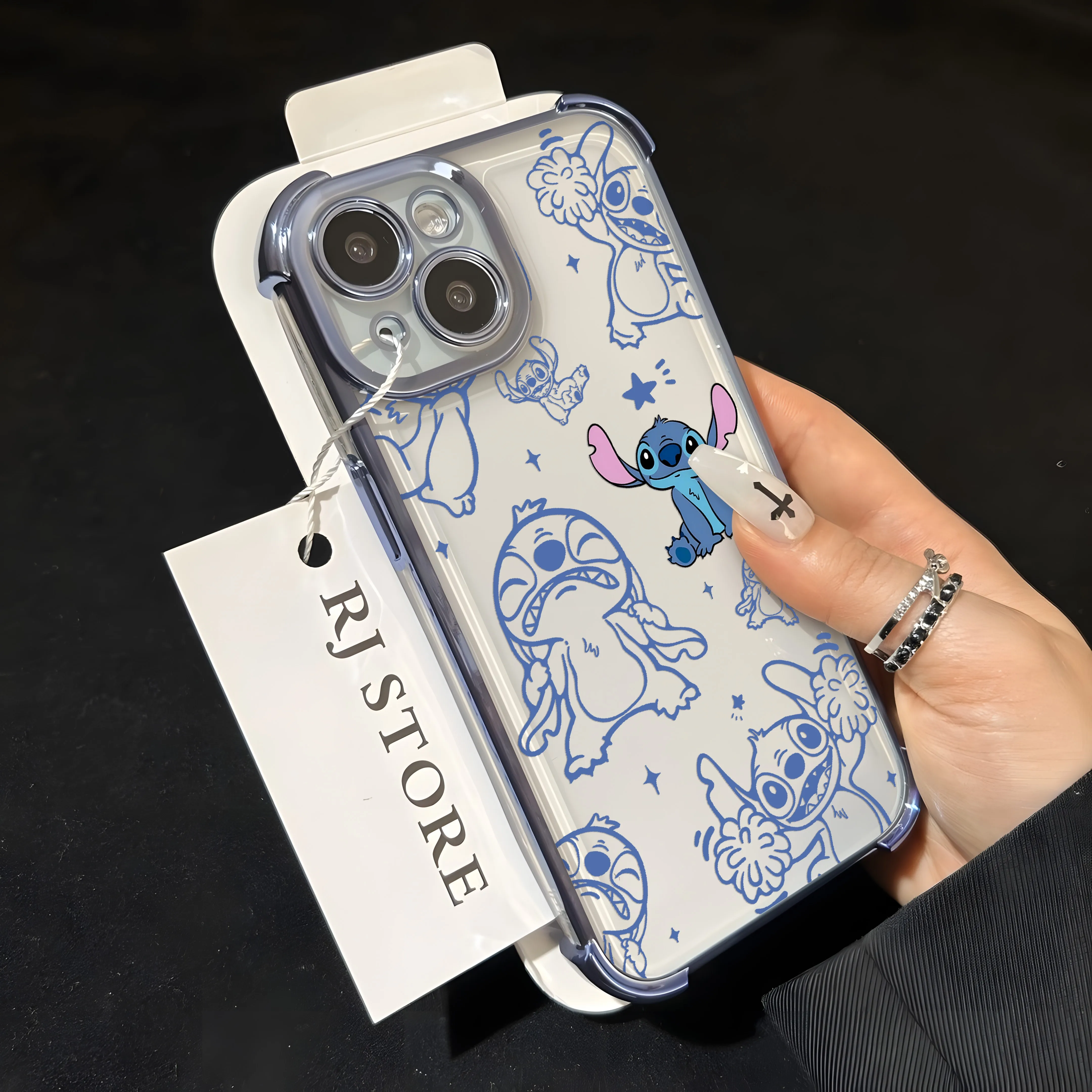 Luxury Disneies Stitch Angel Plating Case For Oppo A98 A97 A9 A79 A78 A76 A74 A72 A5 A54 A55 A17 A16 A15 4G 5G Anti-Fall Cover