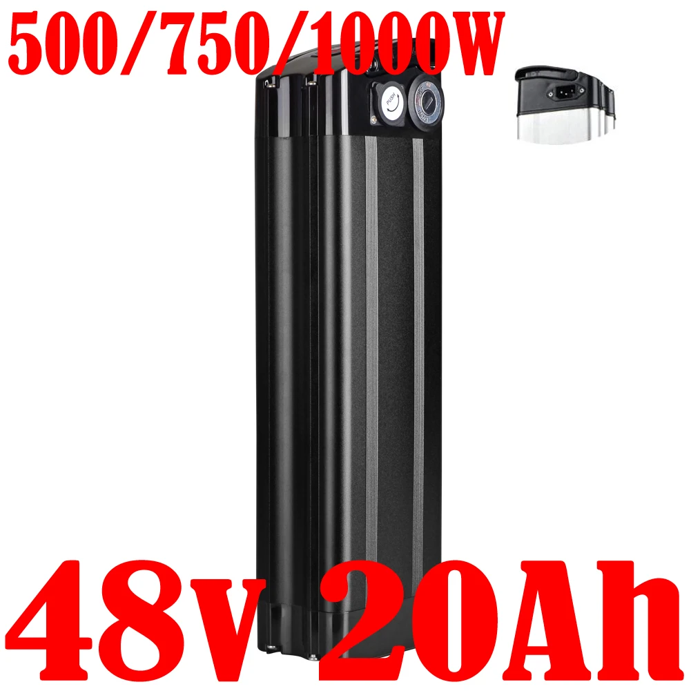 

Silver Fish 18650 eBike Battery 48V 20AH 18AH 15AH 13AH 12AH 10AH Lithium Battery Pack 48V 500W 750W 1000W Electric Bike Bicycle