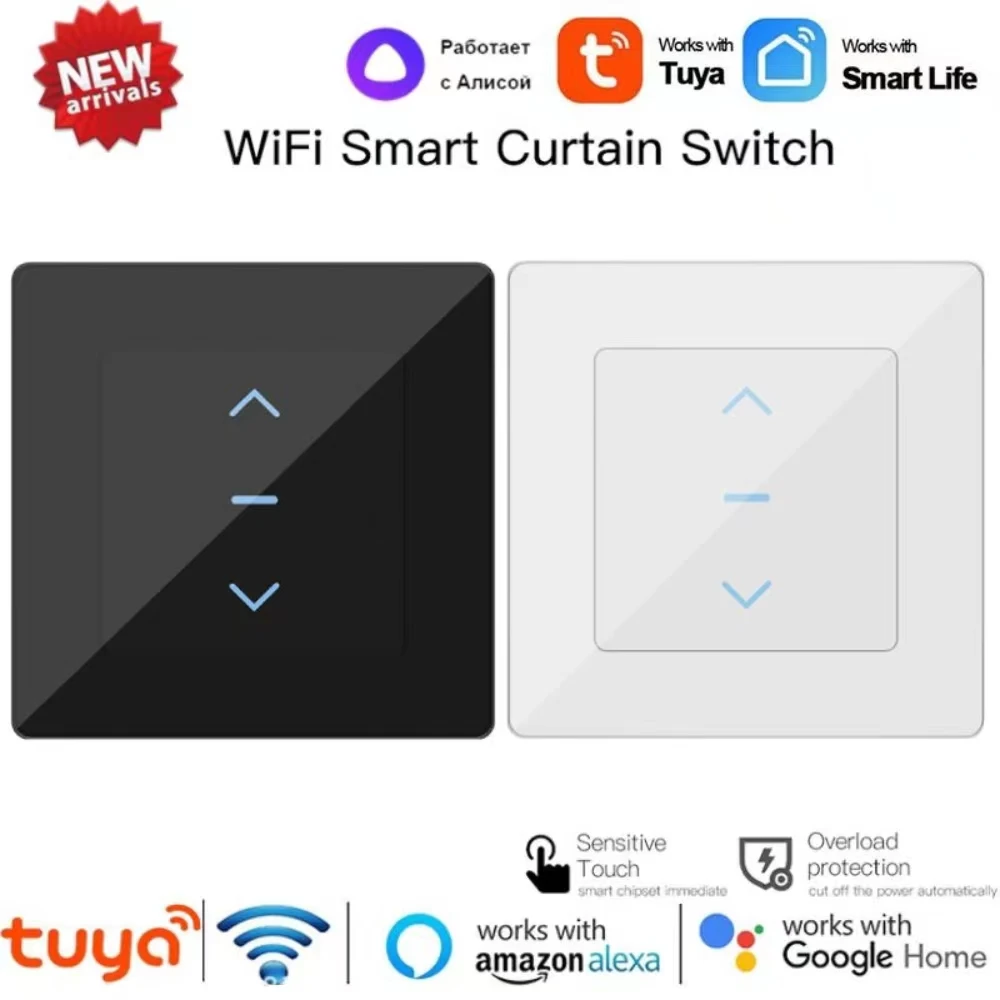 

Умный переключатель для штор Tuya с Wi-Fi, моторизованные шторы и роликовые жалюзи с дистанционным управлением через приложение Smart Life для Alexa ...