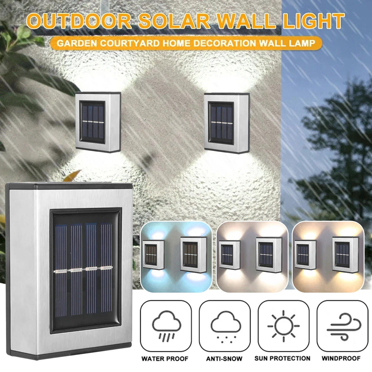 

New2pcs Solar Wall Light for Outdoor LED Solar Stair Light UP and Down Illuminate Light Auto ON/OFF Solar Fence Light IP65 Water