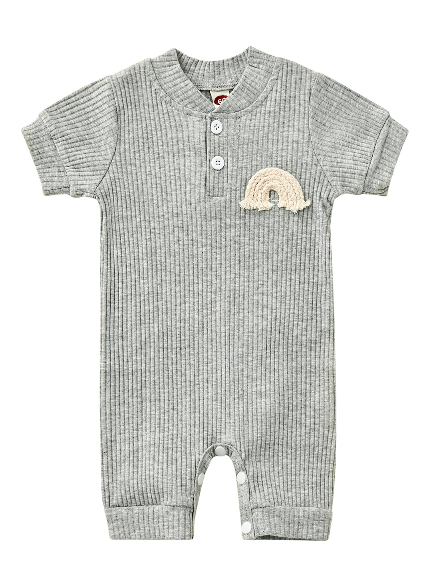 

Детский хлопковый комбинезон с коротким рукавом, в рубчик