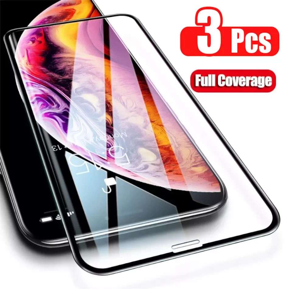 

3PCS Full Cover Tempered Glass on For IPhone X XR XS Max 6 6s 7 8 Plus Screen Protector For Iphone 11 12 13 Pro MAX glass Film