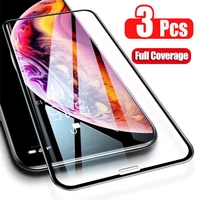 3pcs full cover tempered glass on for iphone x xr xs max 6 6s 7 8 plus screen protector for iphone 11 12 13 pro max glass film