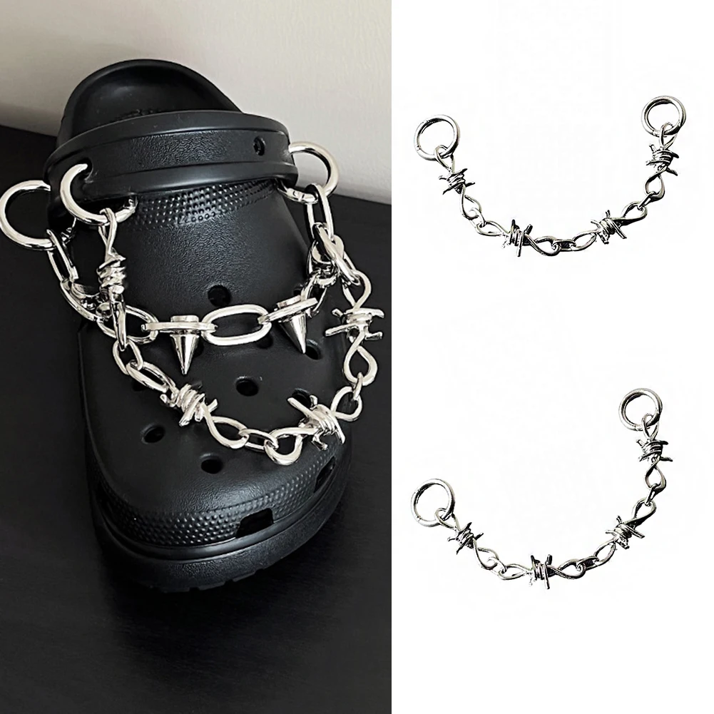 Single Piece Chain Punk Shoes Charms Rivet Accessories Jibz For Croc Clogs Shoe Decorations Party Boy Girl Gifts Cool