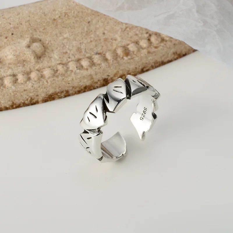 

Youth of Vigor Antique Thick Crack 925 Sterling Silver Open Ring Irregular Handmade Rings R1061