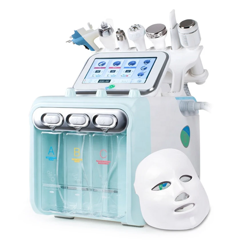

New 7 in 1 Hydrogen Oxygen Small Bubble RF Beauty Machine Face Lifting Dermabrasion Device Skin Scrubber H2O2 Facial Machine