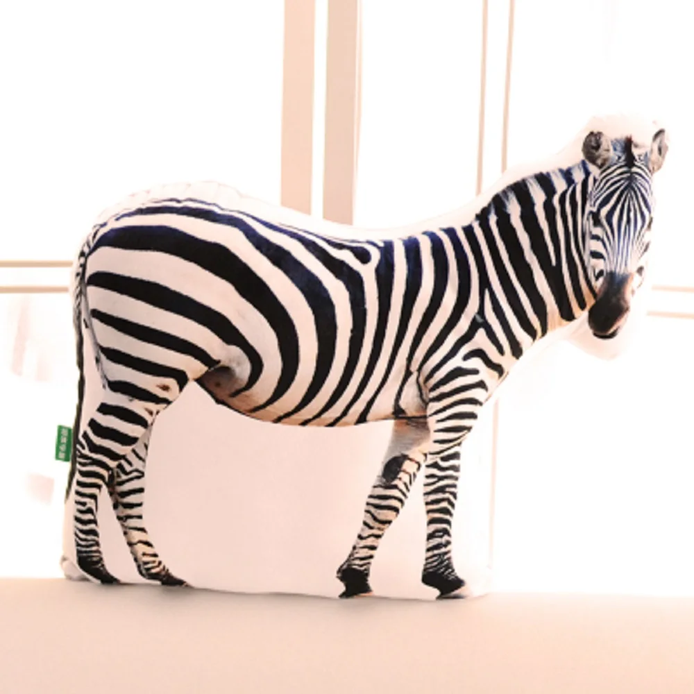 

3D creative stuffed zebra pillow plush animal cushion gift about 52x46cm