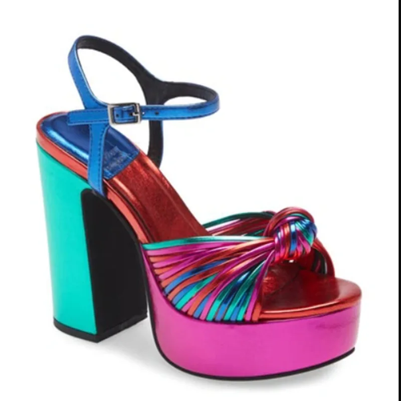 

Super High-Heeled Thick-Heeled Woven Waterproof Platform Hollow Fish Mouth Thin Belt Combination Plus Size Catwalk Sandals Women