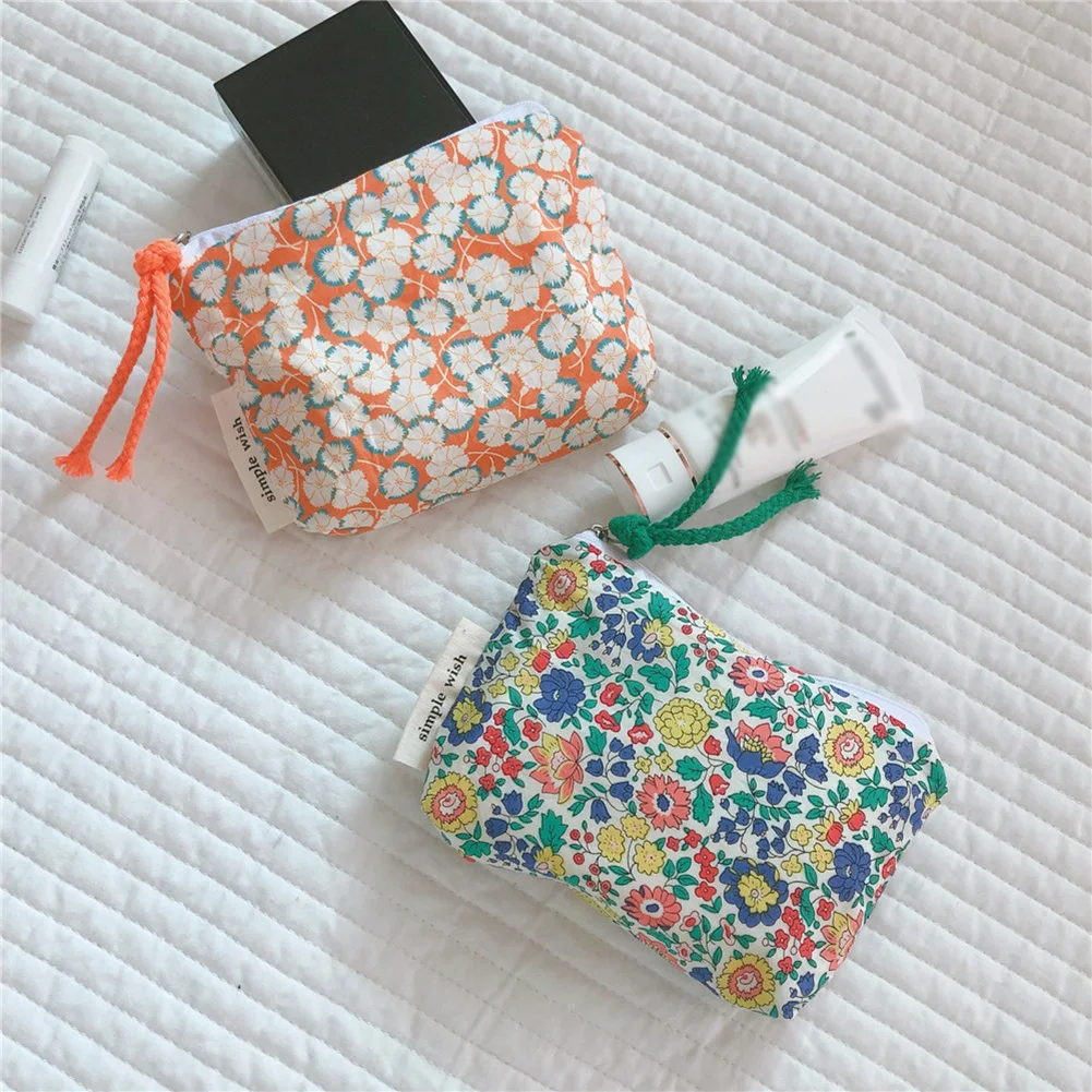 Broken Flower Pattern Coin Purses Small Fresh Canvas Coin Wallet Lady Girls Earphone Coin Key Money Storage Bag Zipper Pouch