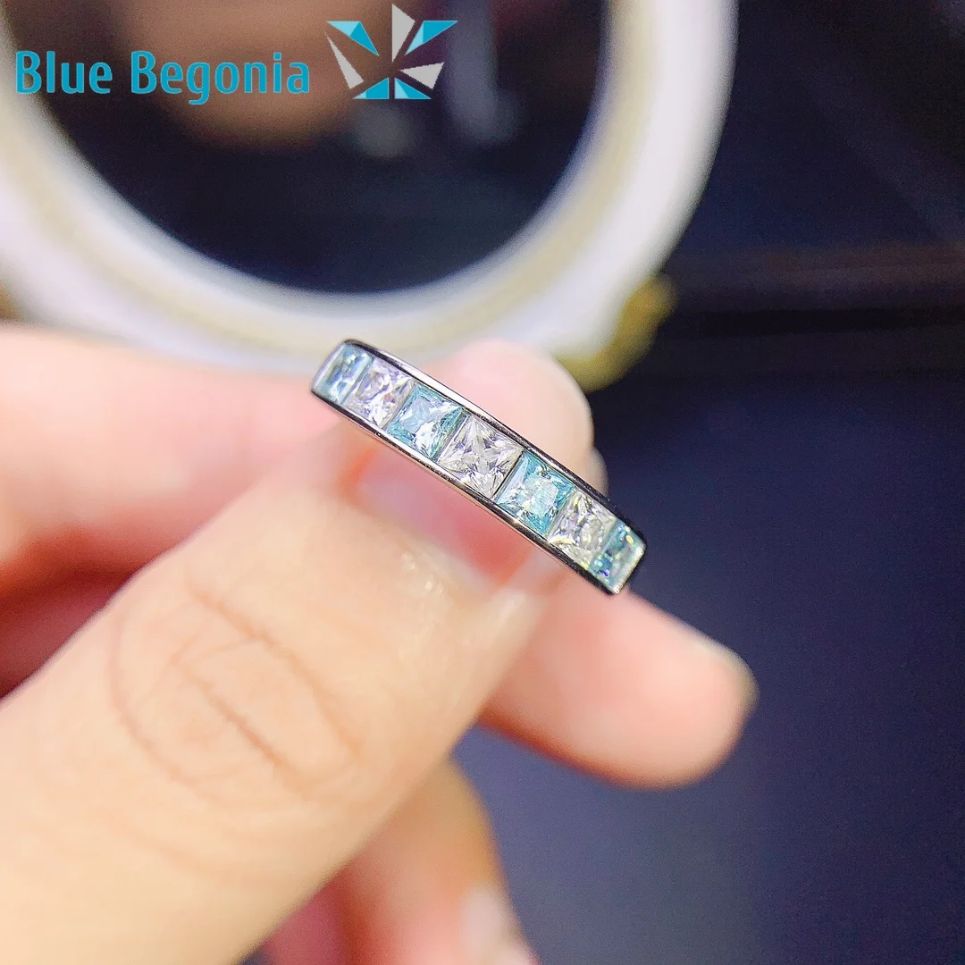 

3*3mm Moissanite Ring Real 925 Sterling Silver 7pcs VVS1 Gemstone Fine Jewelry for Women Birthday Party Gift