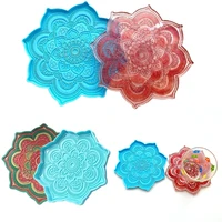 mandala coaster epoxy resin mold diy flower tray cup mat casting silicone mould craft diy table home decoration