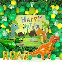 forest themed dinosaur balloon chain set happy birthday background arrangement dinosaur foil balloons kids birthday decoration