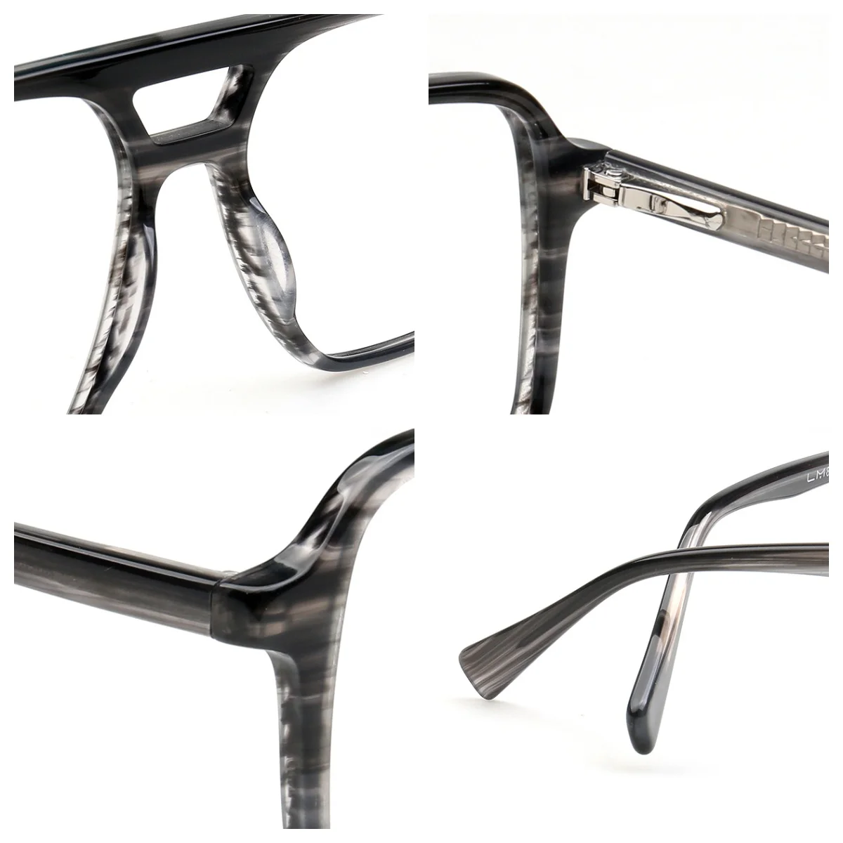 Очки для близорукости с пружинной дужкой и двойным мостиком в ацетатной оправе