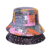 bandana bucket hats for women floral print fashion skateboard black white blue fishing hats hip hop swag hip hop sun hat men