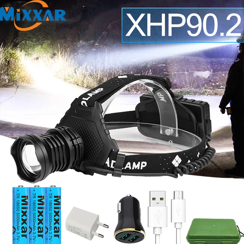 

Z20 Most Powerful XHP90 Led Headlamp 8000LM Head lamp USB Rechargeable Headlight Waterproof Zoom Fishing Light Use 18650 Battery